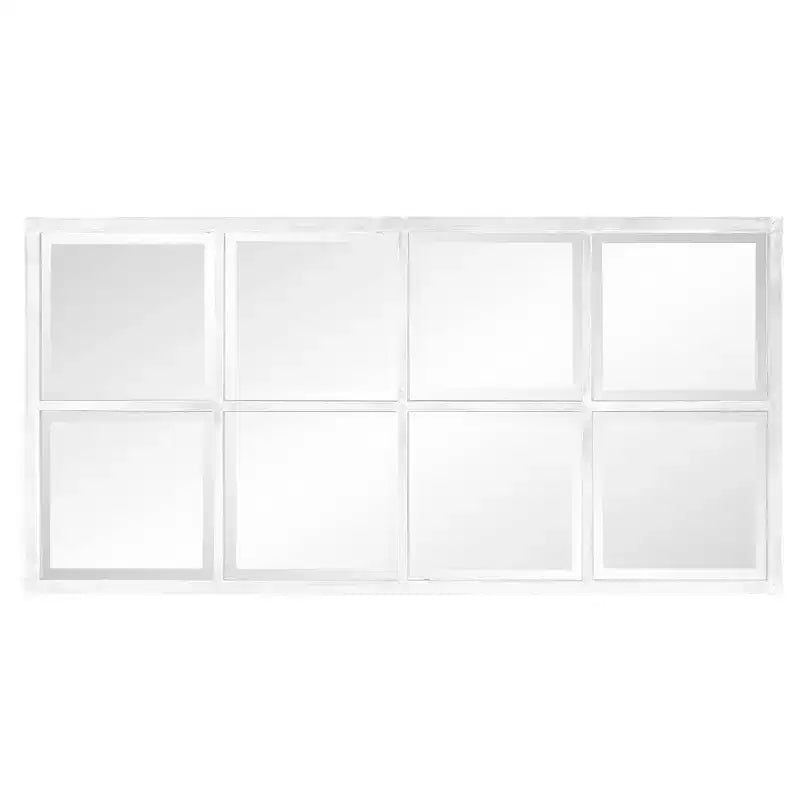 Windowpane Wall Mirror with Distressed Frame and Beveled Glass