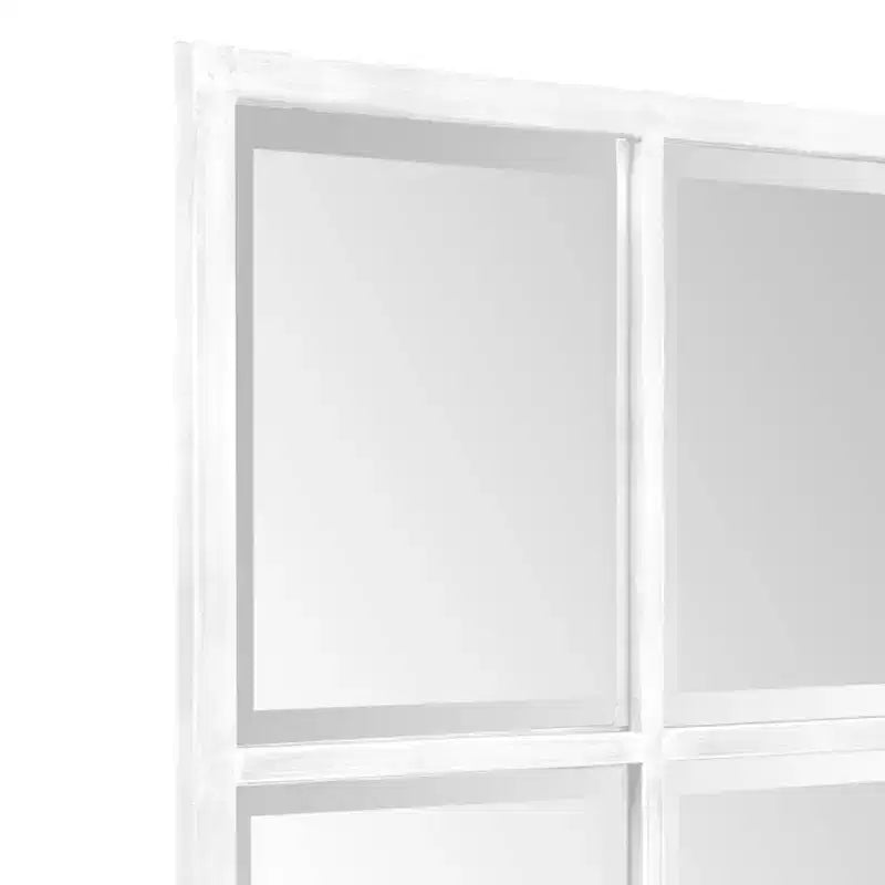 Specchio da parete a riquadri con cornice invecchiata e vetro bisellato