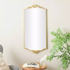 Specchio da parete rettangolare 42x20 in oro con decorazioni floreali