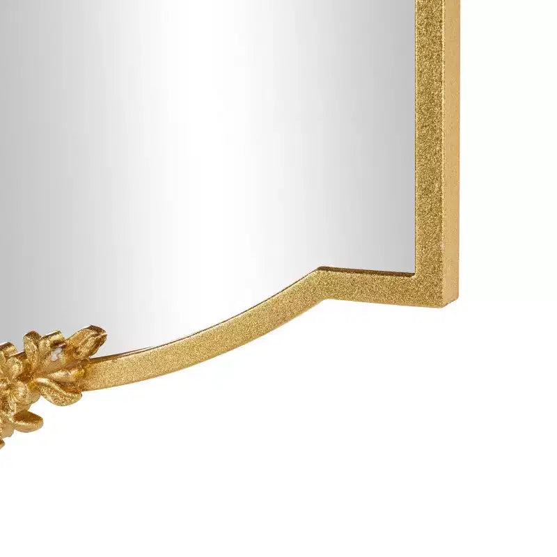 42x20 Gold Rectangle Wall Mirror with Floral Embellishments