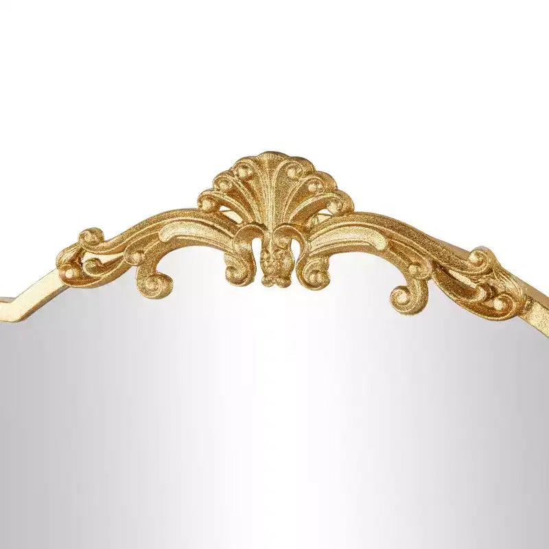 42x20 Gold Rectangle Wall Mirror with Floral Embellishments