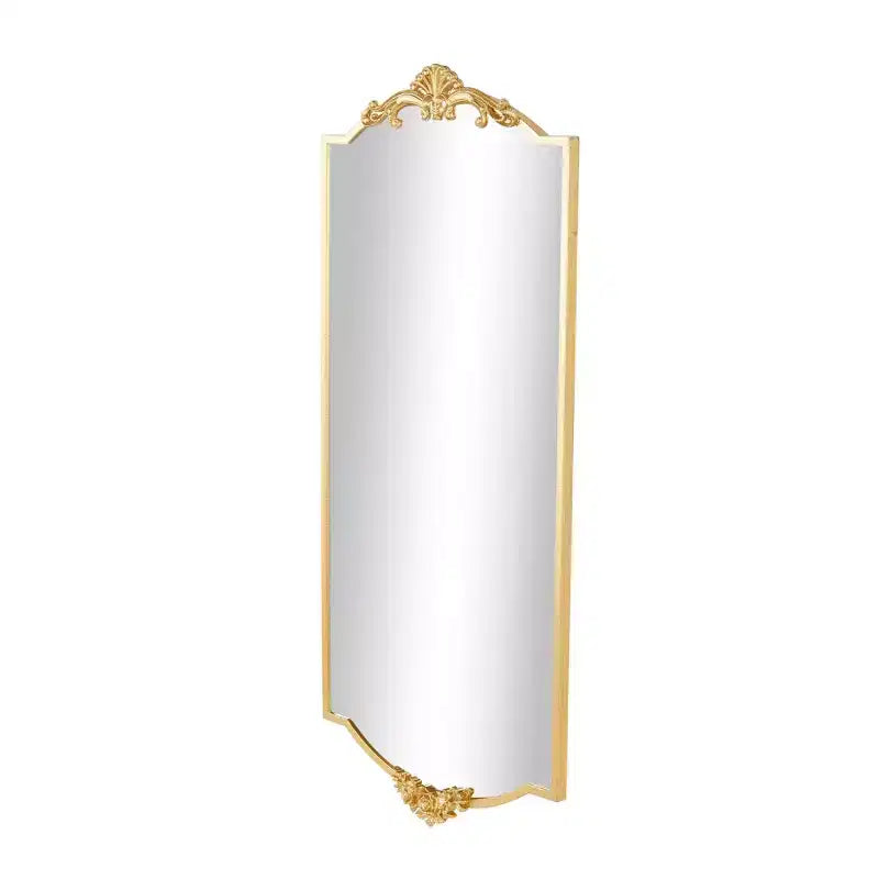 Specchio da parete rettangolare 42x20 in oro con decorazioni floreali