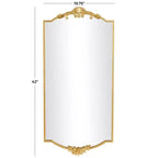Specchio da parete rettangolare 42x20 in oro con decorazioni floreali