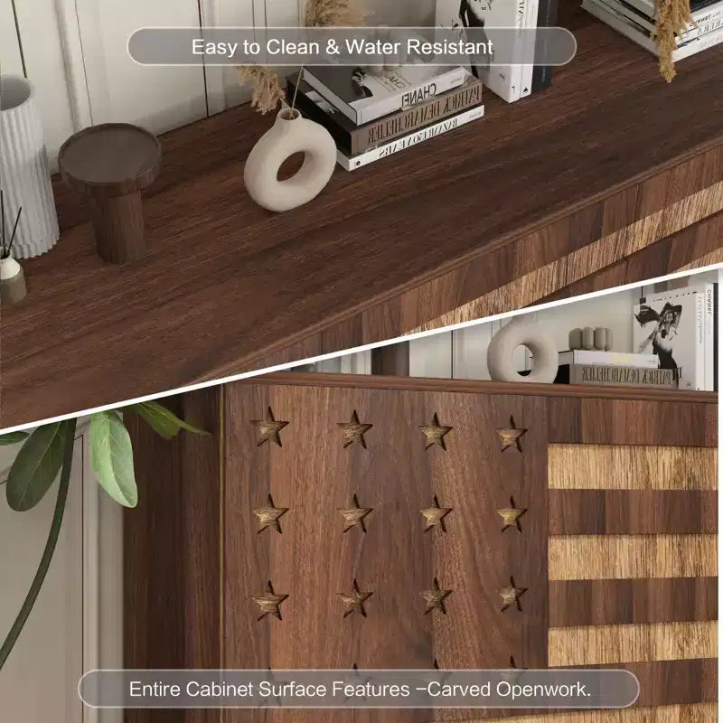 55-Inch Hand-Carved Buffet Sideboard with Drawers and Doors