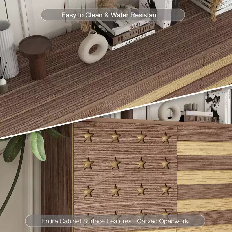 55-Inch Hand-Carved Buffet Sideboard with Drawers and Doors