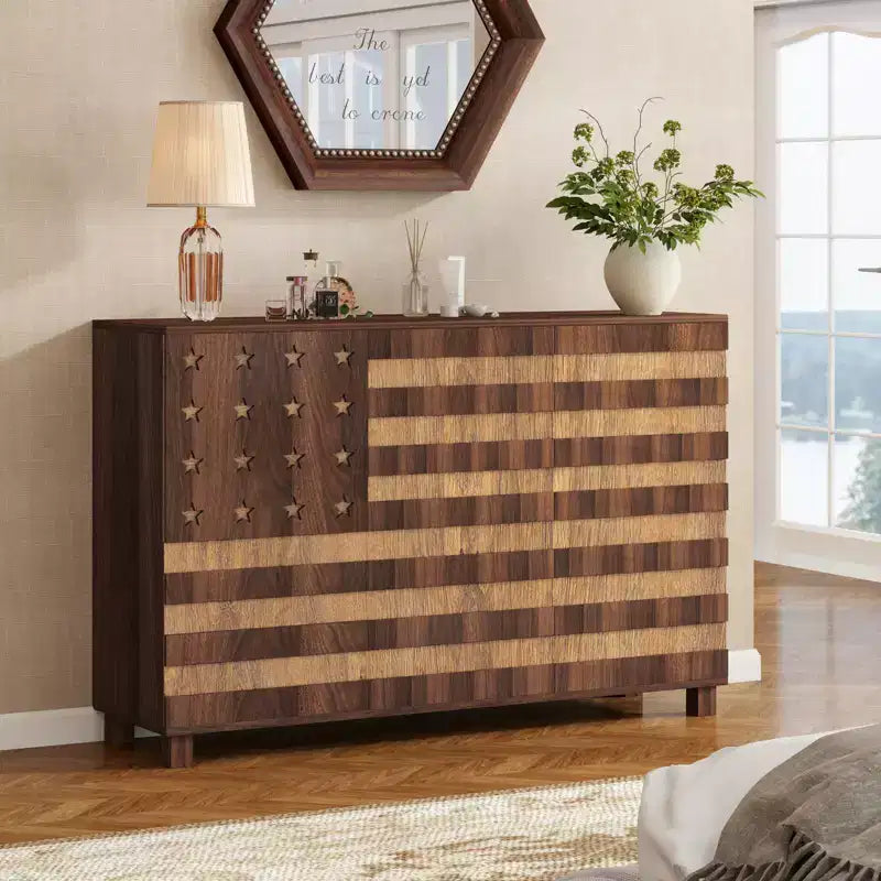 55-Inch Hand-Carved Buffet Sideboard with Drawers and Doors