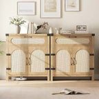 Rattan Sideboard Cabinet with Drawer and Adjustable Shelves