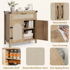 Rattan Sideboard Cabinet with Drawer and Adjustable Shelves