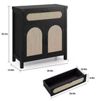 Rattan Sideboard Cabinet with Drawer and Adjustable Shelves
