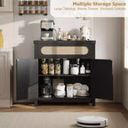 Rattan Sideboard Cabinet with Drawer and Adjustable Shelves