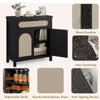 Rattan Sideboard Cabinet with Drawer and Adjustable Shelves