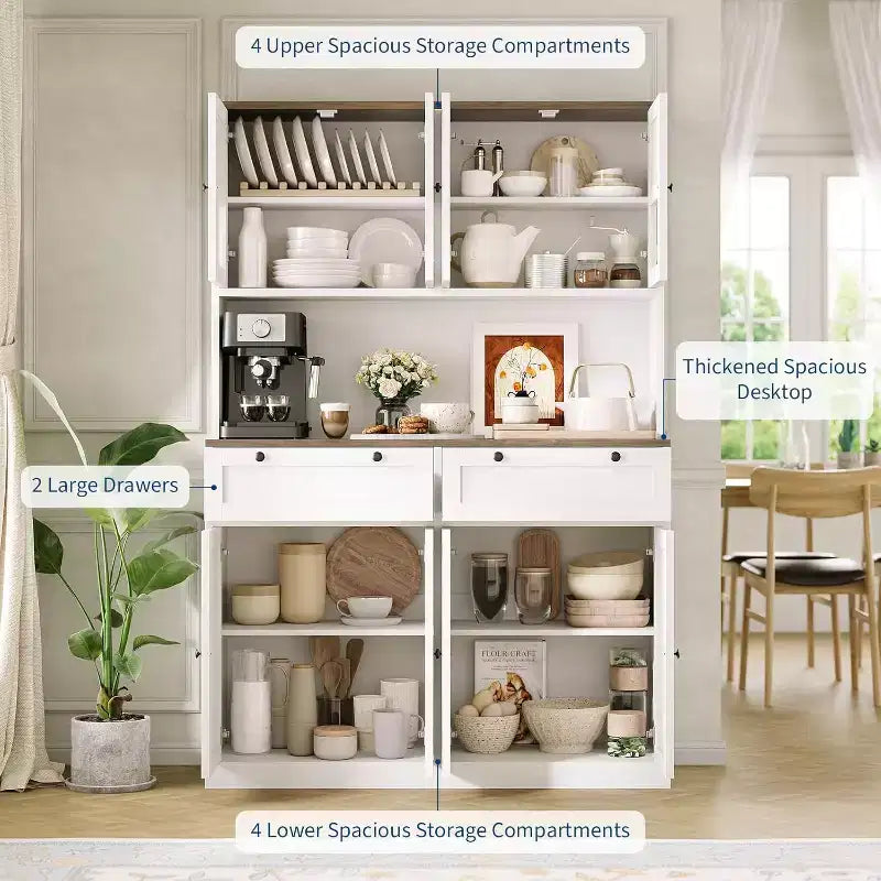 Armadio dispensa alto per cucina con supporto per microonde e prese