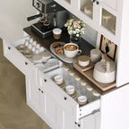 Armadio dispensa alto per cucina con supporto per microonde e prese