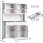 Armadio dispensa alto per cucina con supporto per microonde e prese