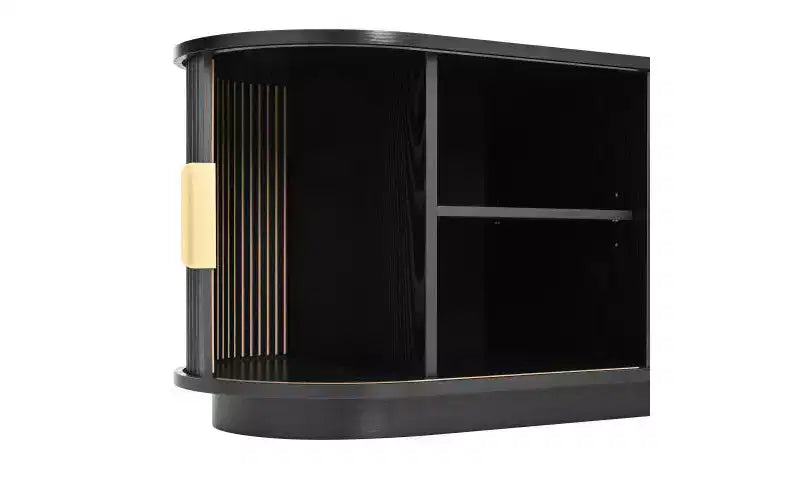 66-Inch Wood TV Stand with Sliding Doors and Cable Management