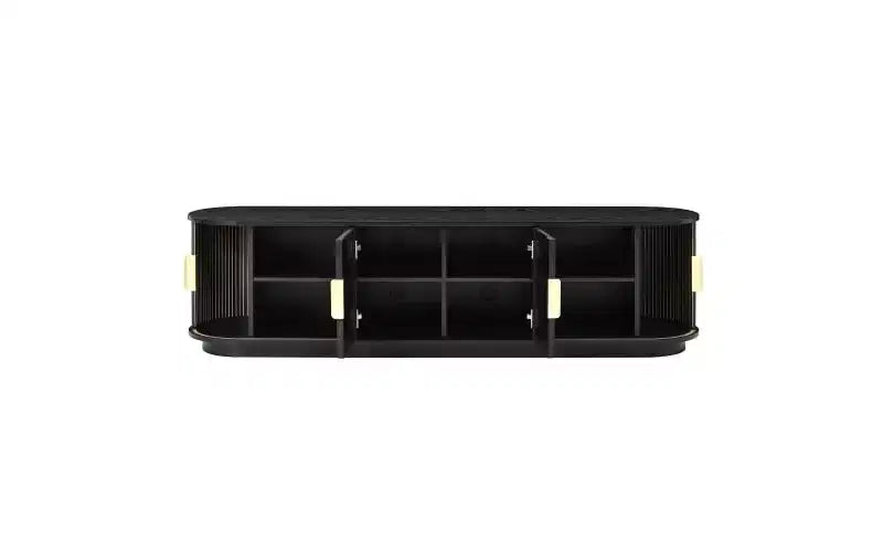 66-Inch Wood TV Stand with Sliding Doors and Cable Management