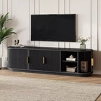 66-Inch Wood TV Stand with Sliding Doors and Cable Management