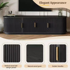 66-Inch Wood TV Stand with Sliding Doors and Cable Management