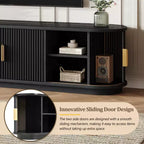 66-Inch Wood TV Stand with Sliding Doors and Cable Management
