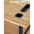 Height-Adjustable 3-Shelf Food Prep Table with Bamboo Top