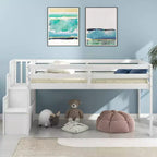 Twin Loft Bed with Built-In Staircase and Storage Steps