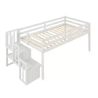 Twin Loft Bed with Built-In Staircase and Storage Steps