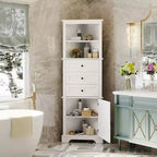 Triangular Corner Cabinet with Drawers and Adjustable Shelves