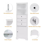Triangular Corner Cabinet with Drawers and Adjustable Shelves