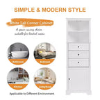 Triangular Corner Cabinet with Drawers and Adjustable Shelves