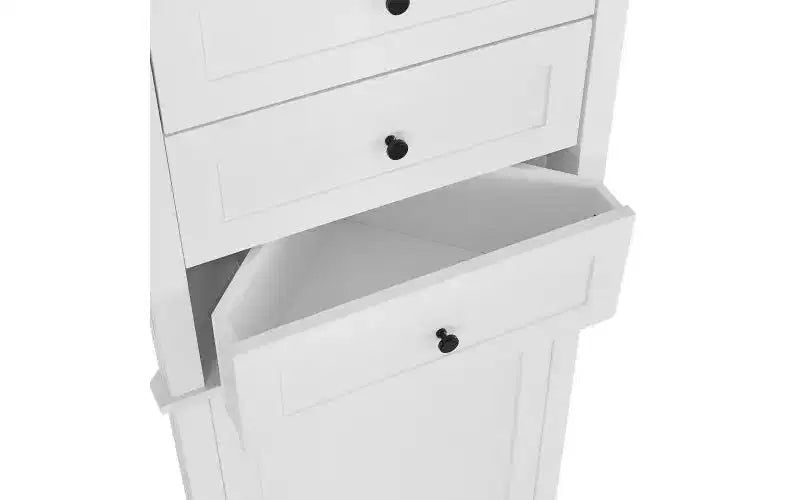 Triangular Corner Cabinet with Drawers and Adjustable Shelves