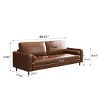 3-Seat Faux Leather Sofa with Tufted Cushions and Bolster Pillows