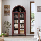 Arched Display Cabinet with Glass Doors and Adjustable Shelves