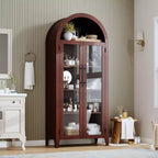 Arched Display Cabinet with Glass Doors and Adjustable Shelves
