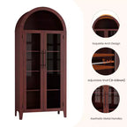 Arched Display Cabinet with Glass Doors and Adjustable Shelves
