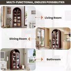 Arched Display Cabinet with Glass Doors and Adjustable Shelves
