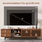 78-Inch Wood TV Stand with Slatted Doors and Deep Drawers