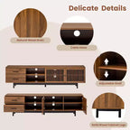78-Inch Wood TV Stand with Slatted Doors and Deep Drawers