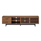 78-Inch Wood TV Stand with Slatted Doors and Deep Drawers