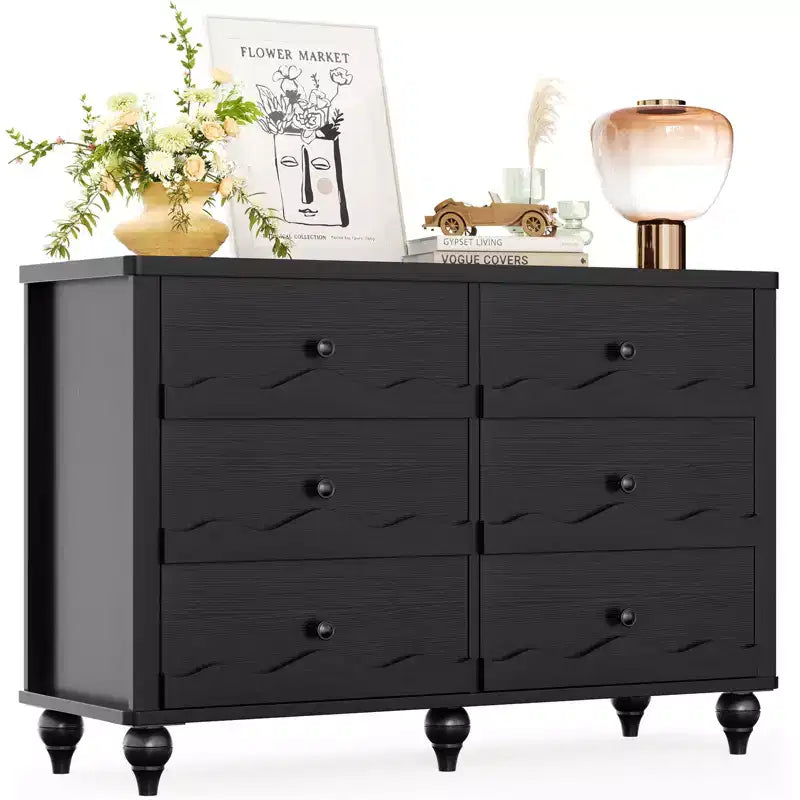 6-Drawer Dresser with Wave-Textured Fronts and Flush Design
