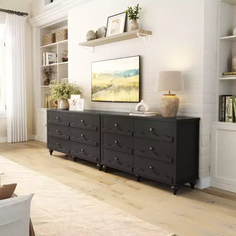 6-Drawer Dresser with Wave-Textured Fronts and Flush Design