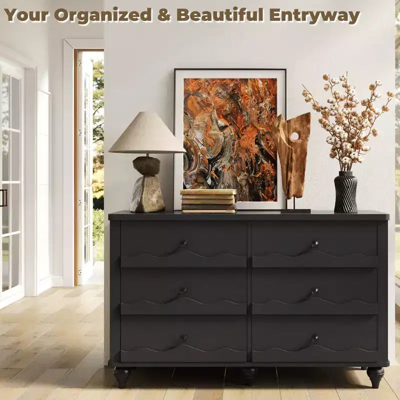 6-Drawer Dresser with Wave-Textured Fronts and Flush Design