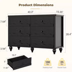 6-Drawer Dresser with Wave-Textured Fronts and Flush Design