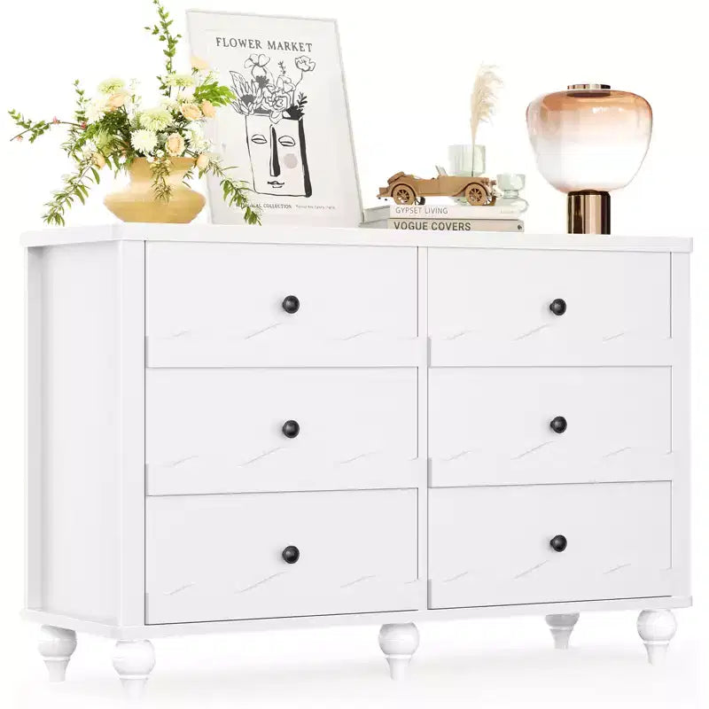 6-Drawer Dresser with Wave-Textured Fronts and Flush Design