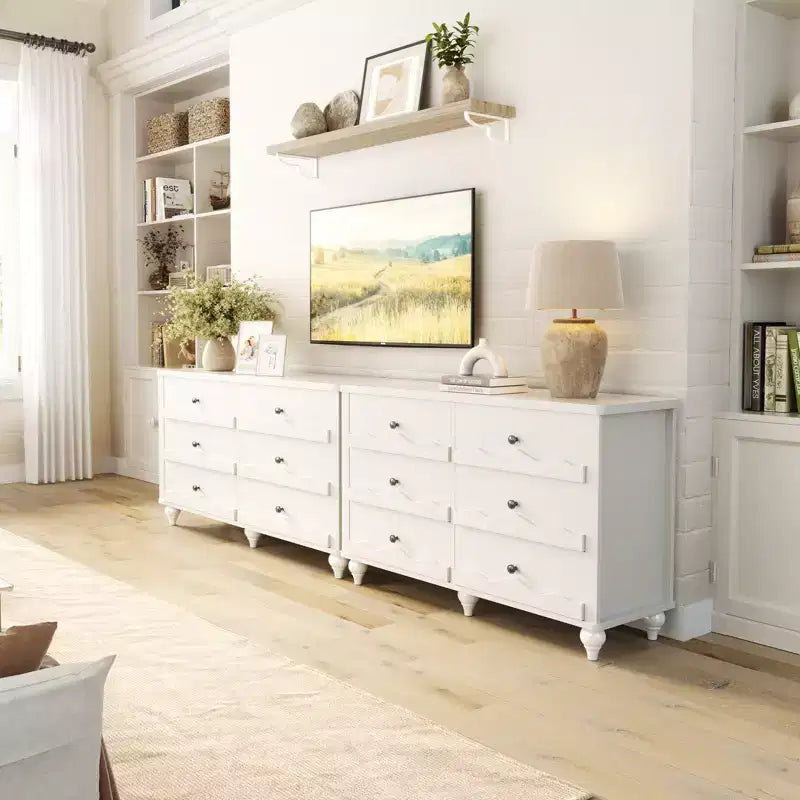 6-Drawer Dresser with Wave-Textured Fronts and Flush Design