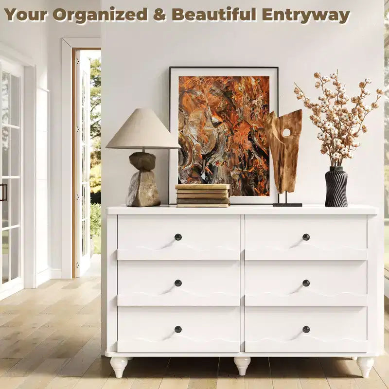 6-Drawer Dresser with Wave-Textured Fronts and Flush Design