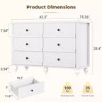6-Drawer Dresser with Wave-Textured Fronts and Flush Design