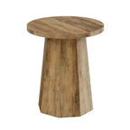 Round Wood End Table with Octagonal Base, Water-Resistant Top