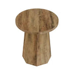 Round Wood End Table with Octagonal Base, Water-Resistant Top