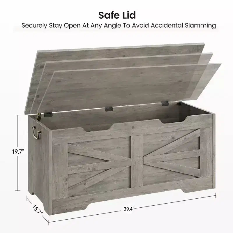 Wooden Storage Bench and Toy Chest with Safety Hinge, 350 lb