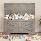Wooden Storage Bench and Toy Chest with Safety Hinge, 350 lb